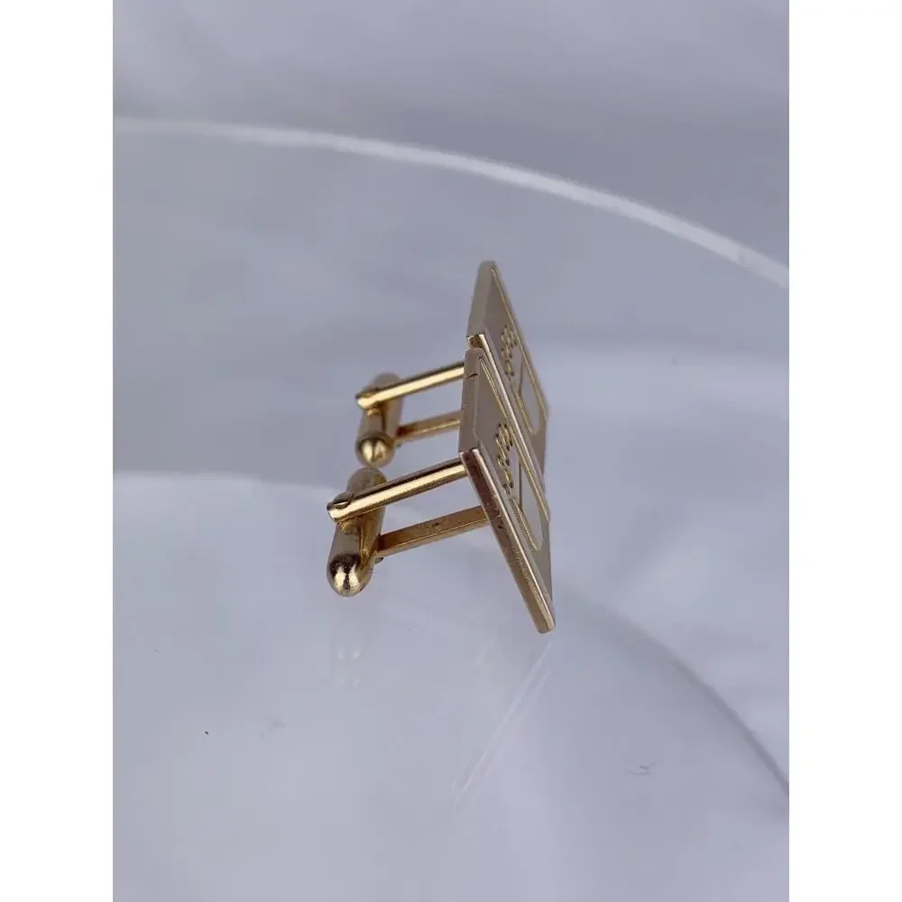 Crown Shield Coat of Arms 12k Gold Plate Cufflinks Simple Crest Heraldry VTG O1
